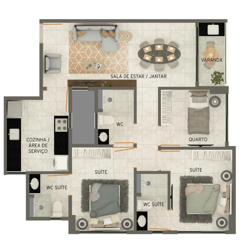 Planta 07 - 3 dorm 77m