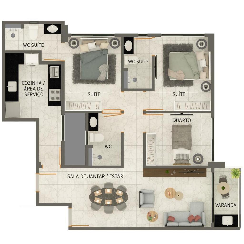 Planta 08 - 3 dorm 81m