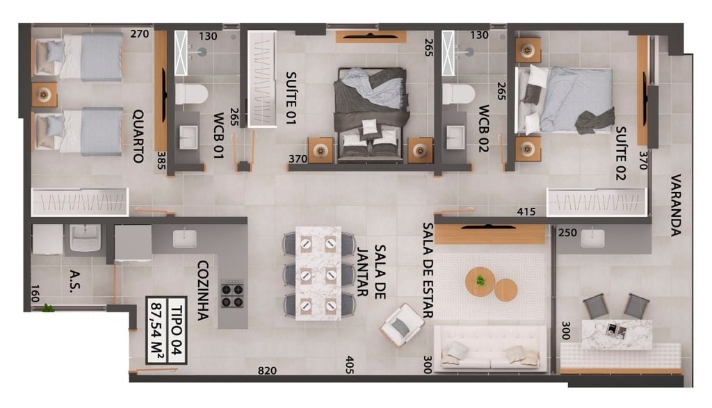Planta 03 - 3 dorm 87,54m