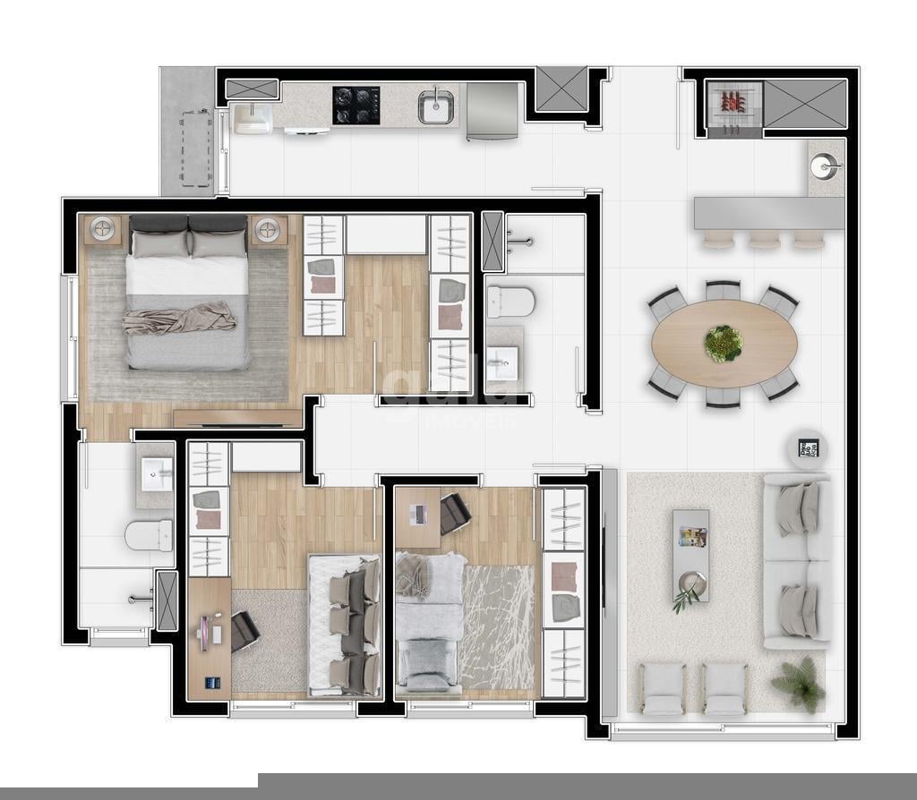 Planta 04 - 3 dorm 85,91m