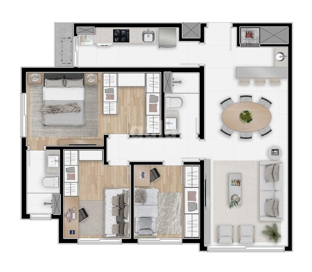 Planta 04 - 3 dorm 85,91m