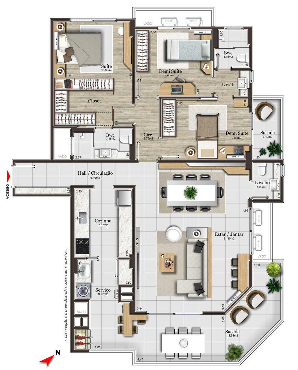 Planta 07 - 3 dorm 134 57m