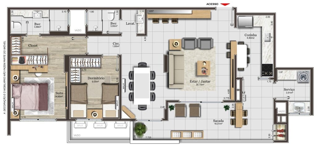Planta 06 - 2 dorm 104 63m - opo