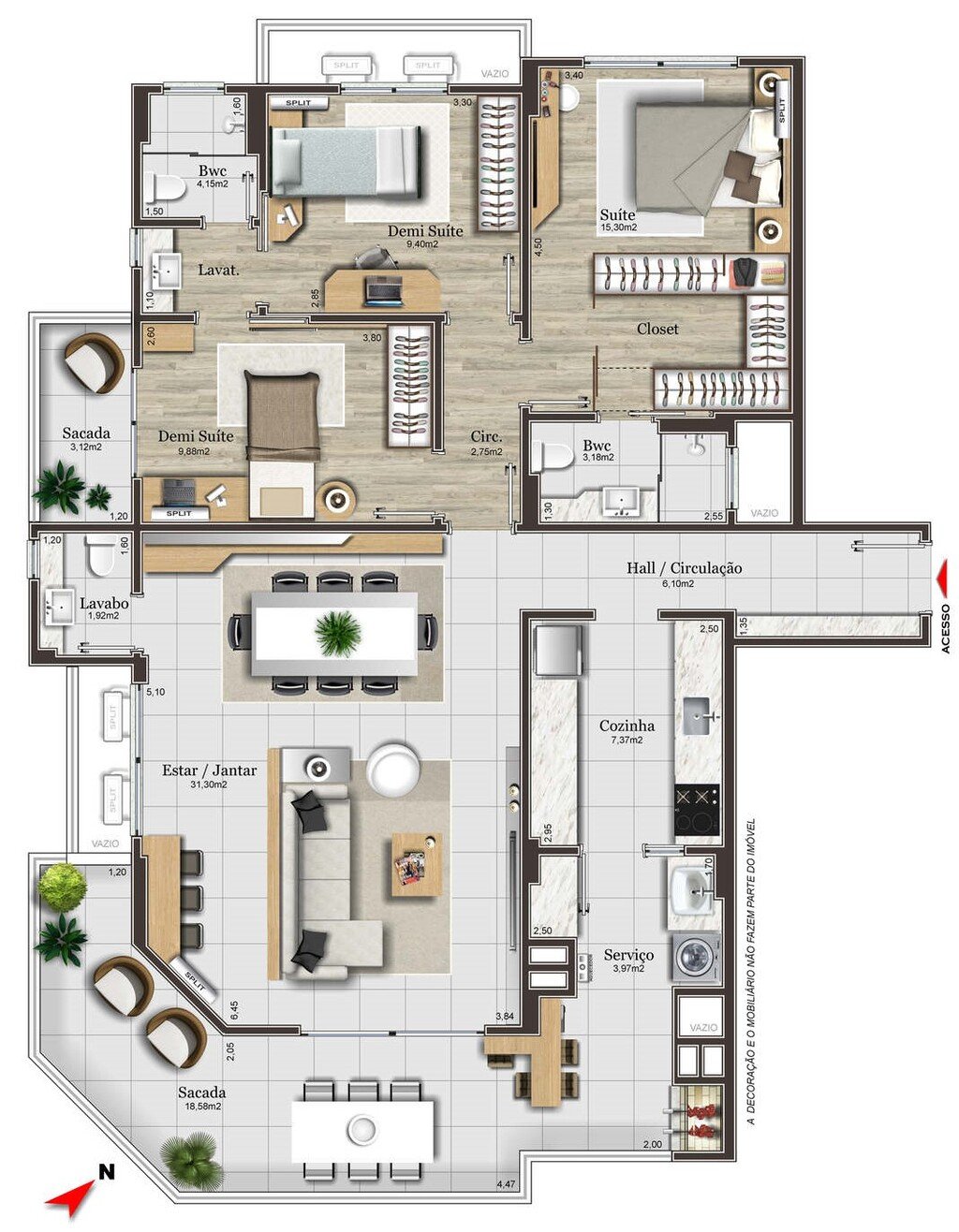 Planta 08 - 3 dorm 134 57m