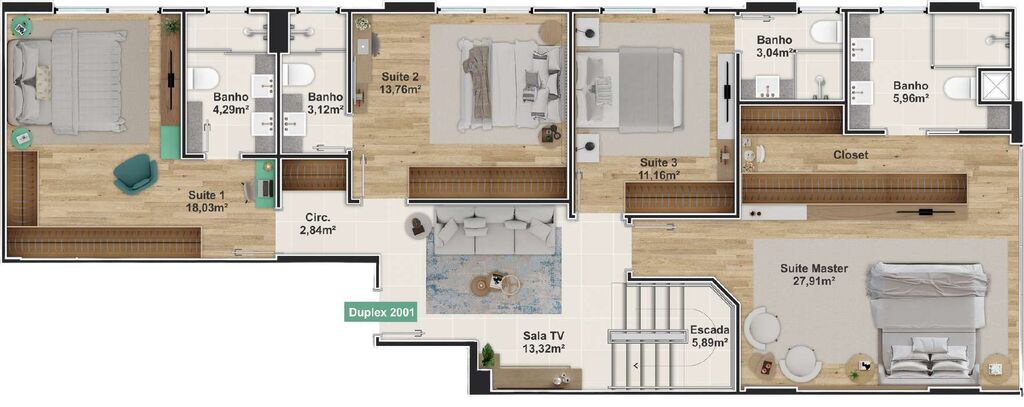 Planta 06 - 5 dorm 237,50m - duplex - inferior