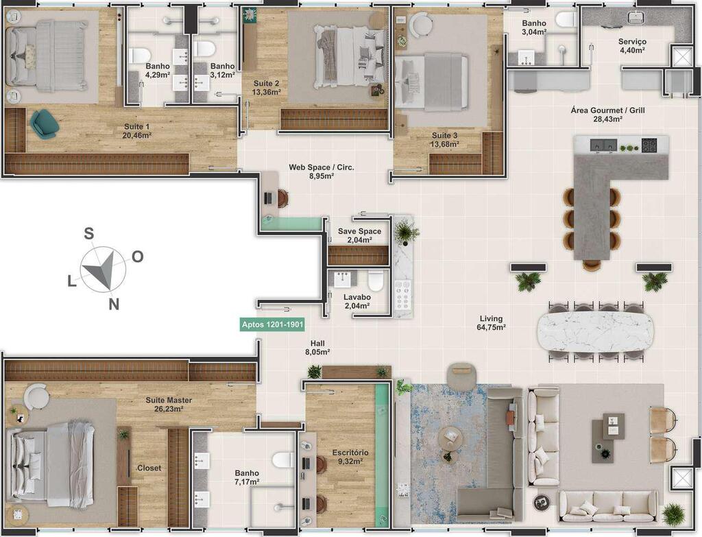 Planta 05 - 5 dorm 237,50m - penthouse