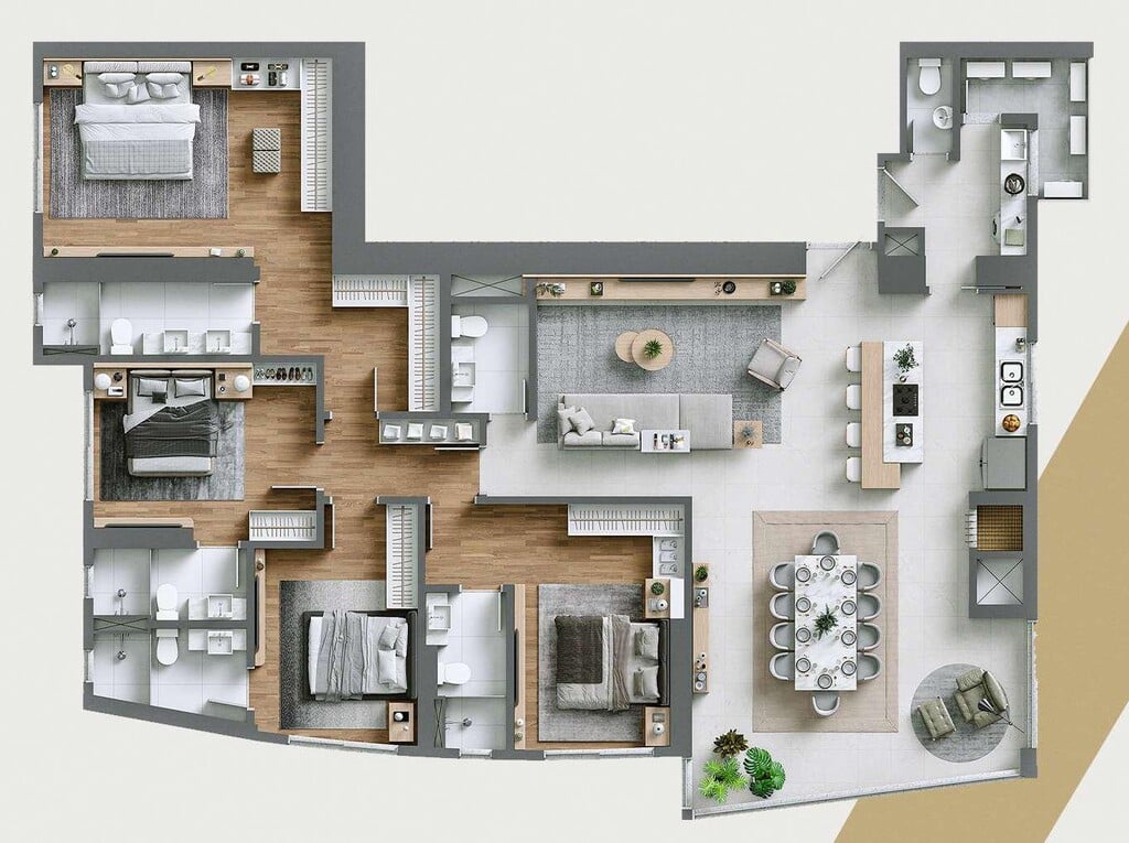 Planta 01 - 4 dorm 194 45m