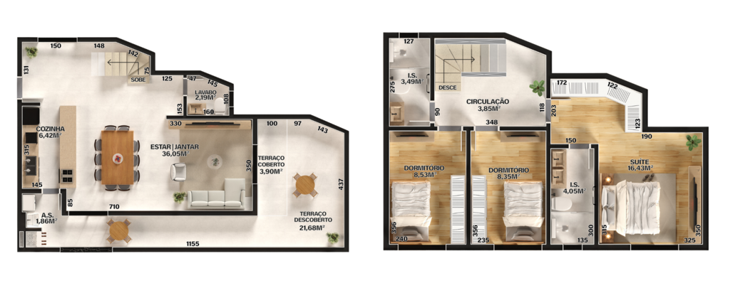 Planta 09 - 3 dorm 147,88m - cobertura duplex