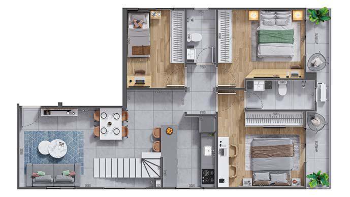 Planta 03 - 4 dorm 156 87m - cobertura duplex - inferior