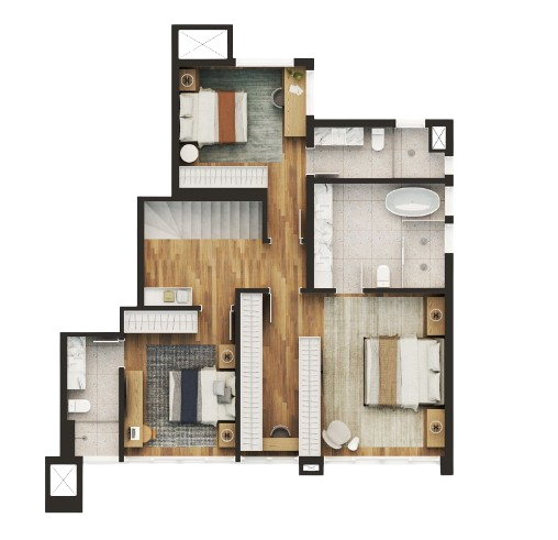 Planta 08 - 3 dorm 214,66m - cobertura duplex - superior