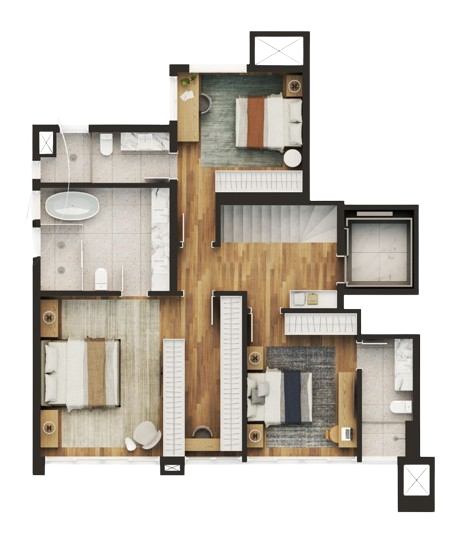 Planta 04 - 3 dorm 213,31m - duplex - superior