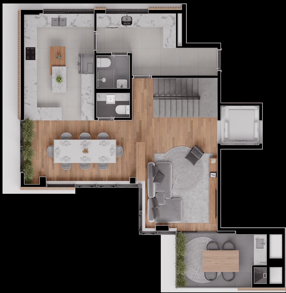 Planta 02 - 3 dorm 194,91m - cobertura duplex - inferior