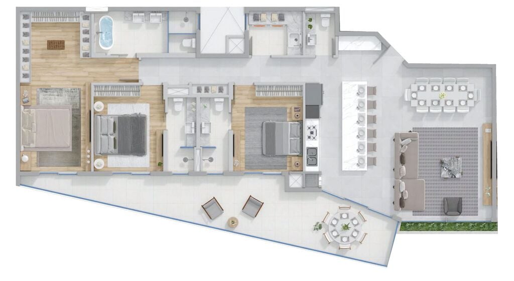Planta 02 - 3 dorm 189,67m