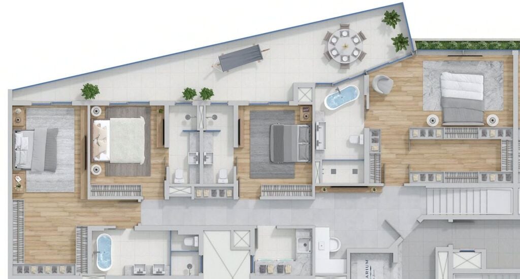 Planta 03 - 4 dorm 378,60m - cobertura duplex - inferior