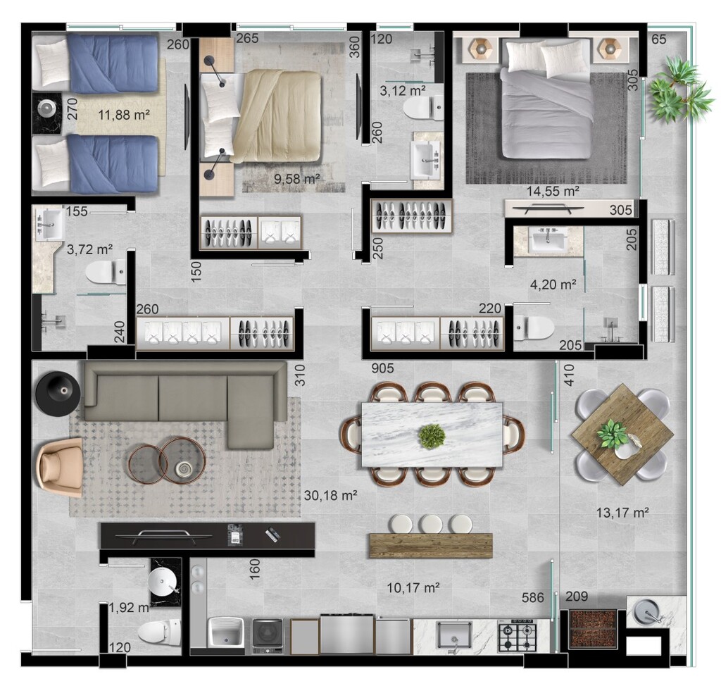 Planta 05 - 3 dorm 119 40m