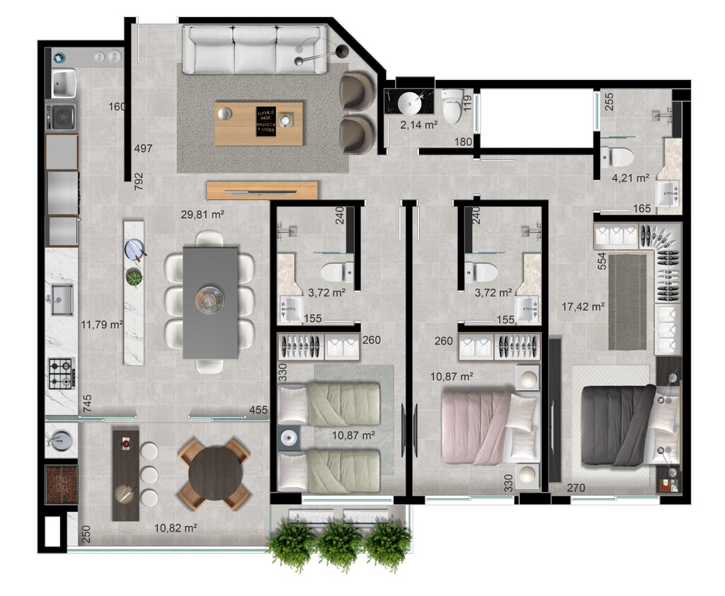 Planta 06 - 3 dorm 124 15m