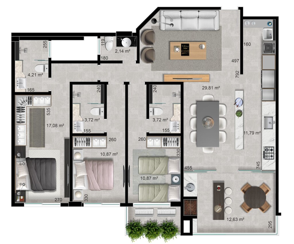 Planta 10 - 3 dorm 127 45m