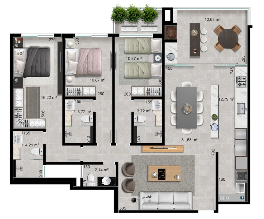 Planta 12 - 3 dorm 128 57m