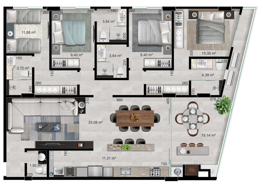 Planta 13 - 4 dorm 151 14m