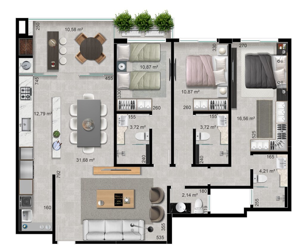 Planta 08 - 3 dorm 125 10m