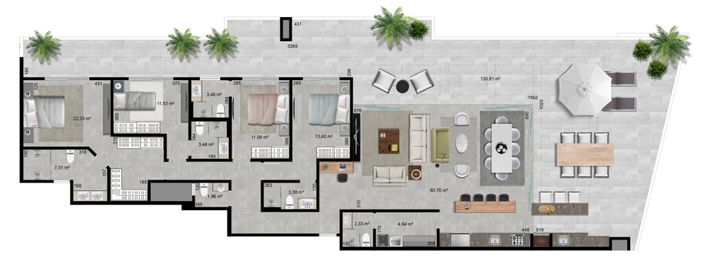 Planta 22 - 4 dorm 312 30m - cobertura horizontal