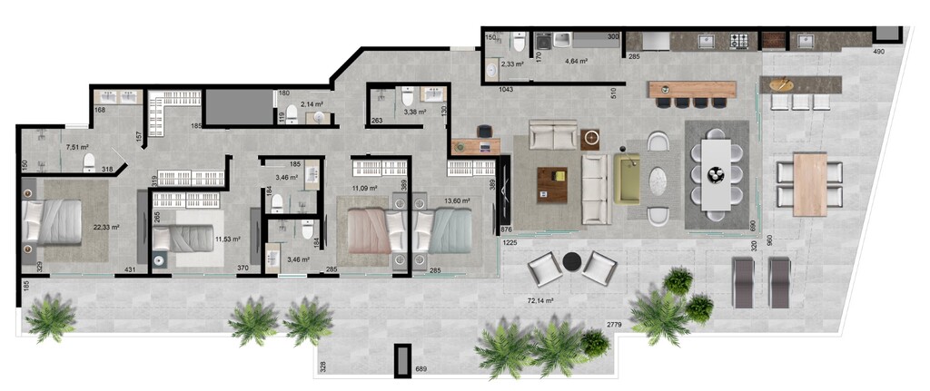 Planta 21 - 4 dorm 290 48m - cobertura horizontal