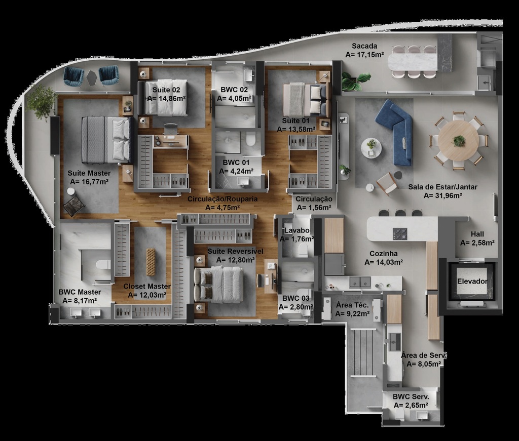 Planta 04 - 4 dorm 219m