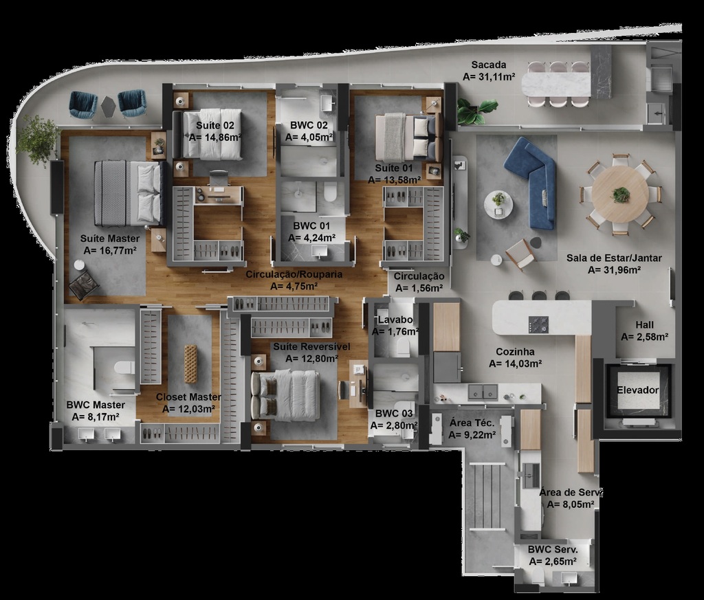 Planta 06 - 4 dorm 222 66m