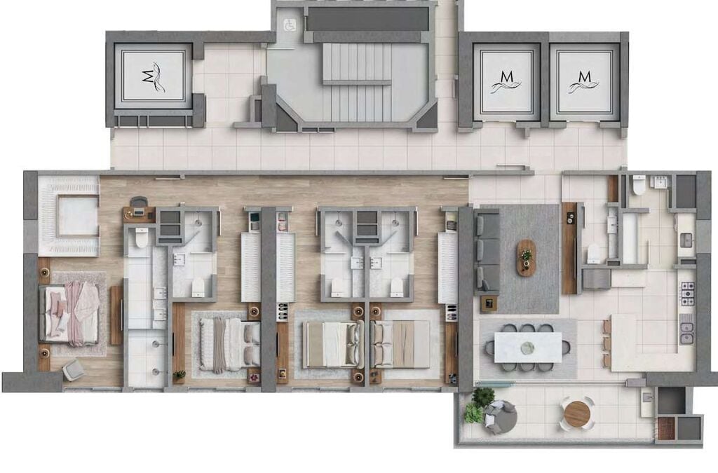 Planta 01 - 4 dorm 171 66m