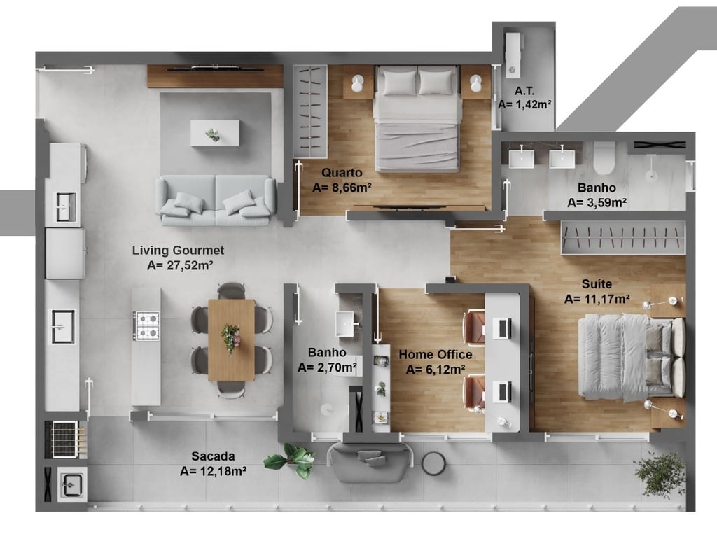 Planta 04 - 3 dorm 87,36m