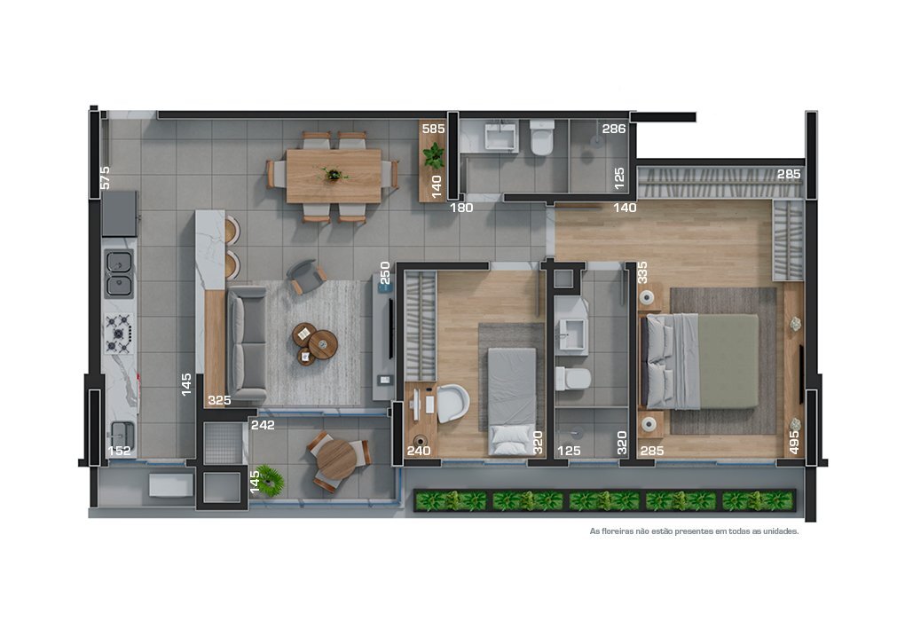 Planta 01 - 2 dorm 74m