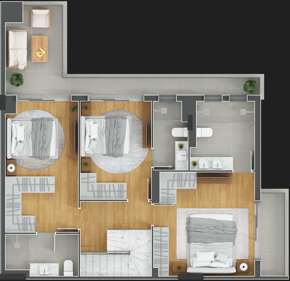 Planta 17 - 3 dorm 226m - cobertura duplex -superior