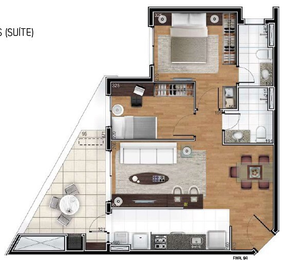 Planta 01 - 2 dorm 71 46m