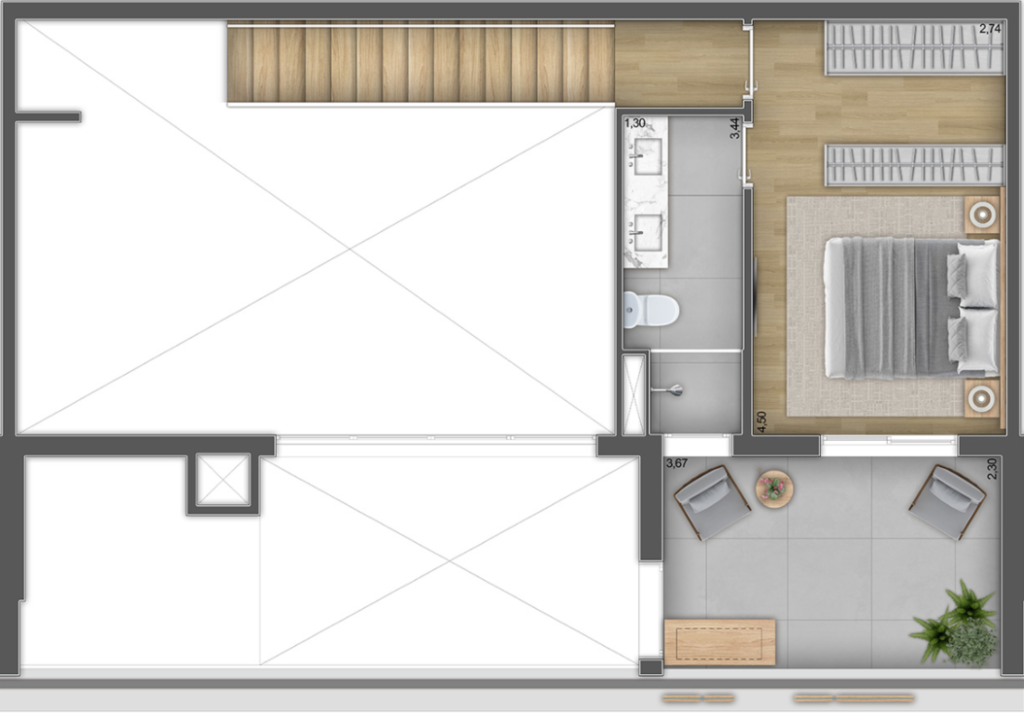 Planta 05 - 1 dorm 115m - duplex superior