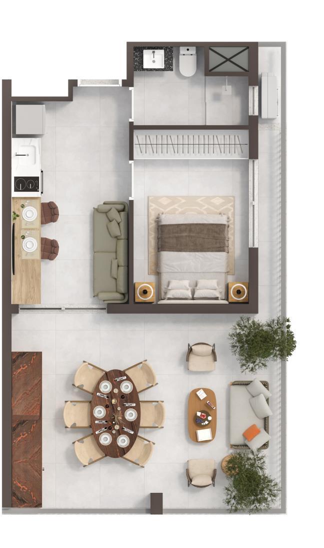 Planta 02 - 1 dorm 51m