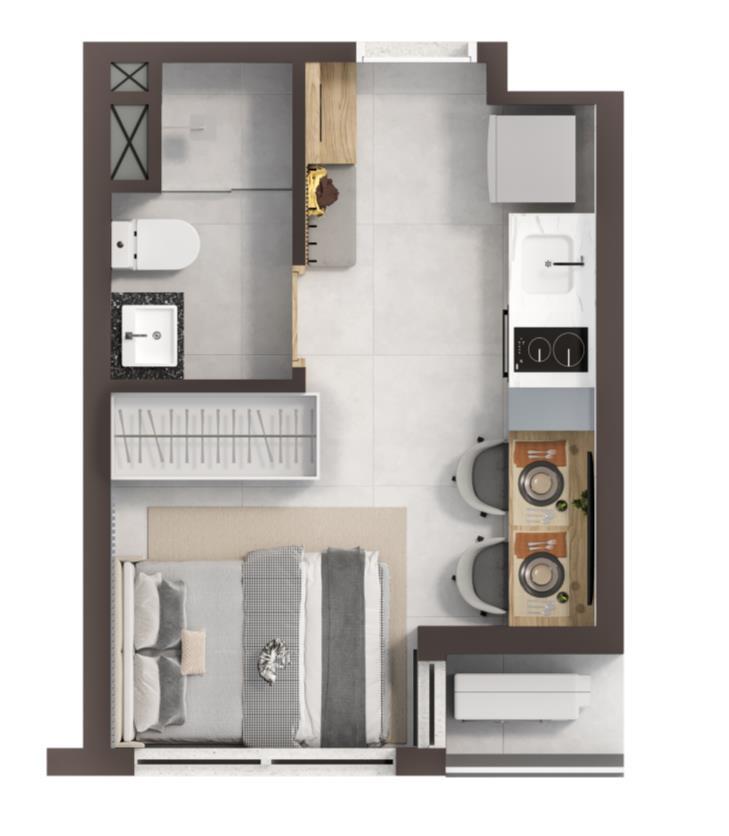 Planta 01 - 1 dorm 17m