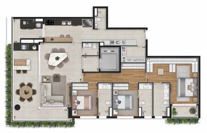 Planta 03 - 3 dorm 167,83m