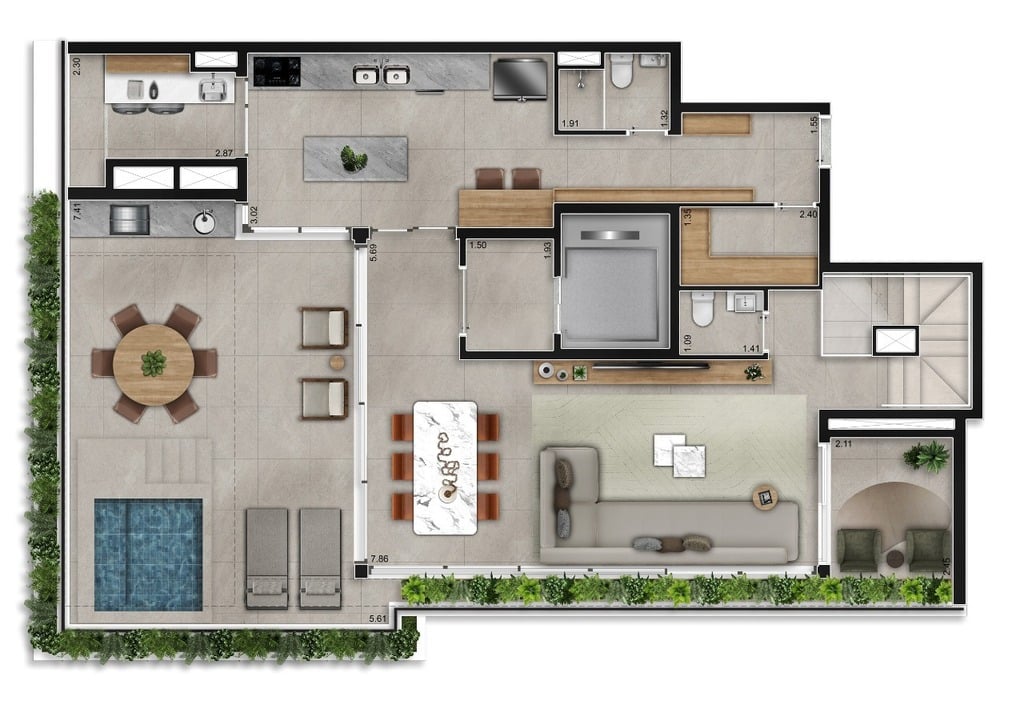 Planta 08 - 4 dorm 313 ,38m - cobertura duplex - superior