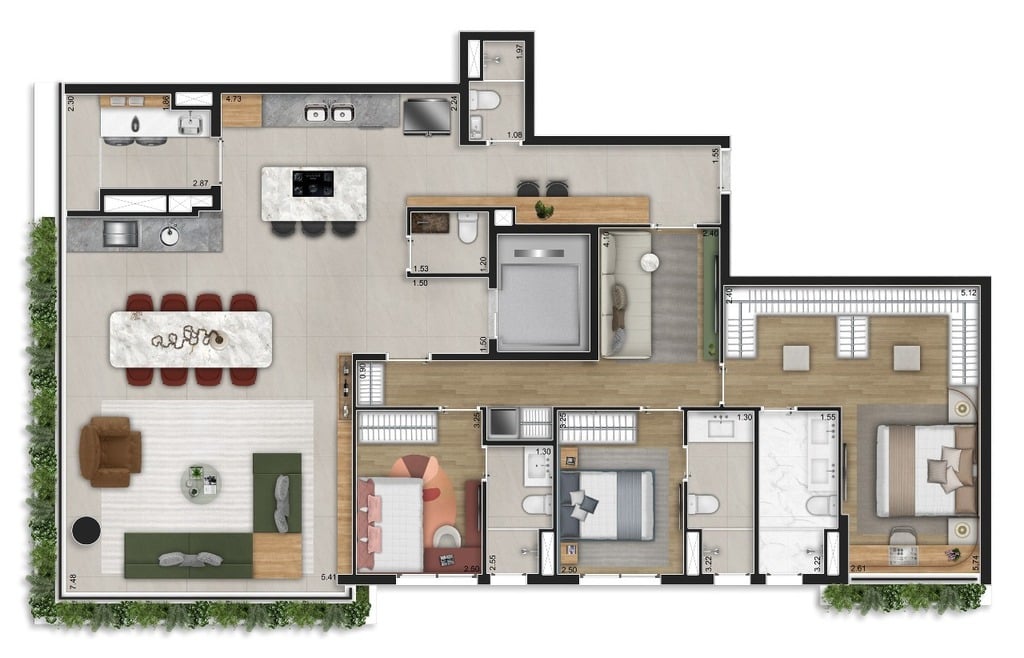 Planta 04 - 3 dorm 167,83m - opo