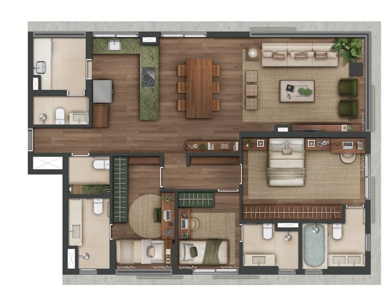 Planta 05 - 3 dorm 121m - opo