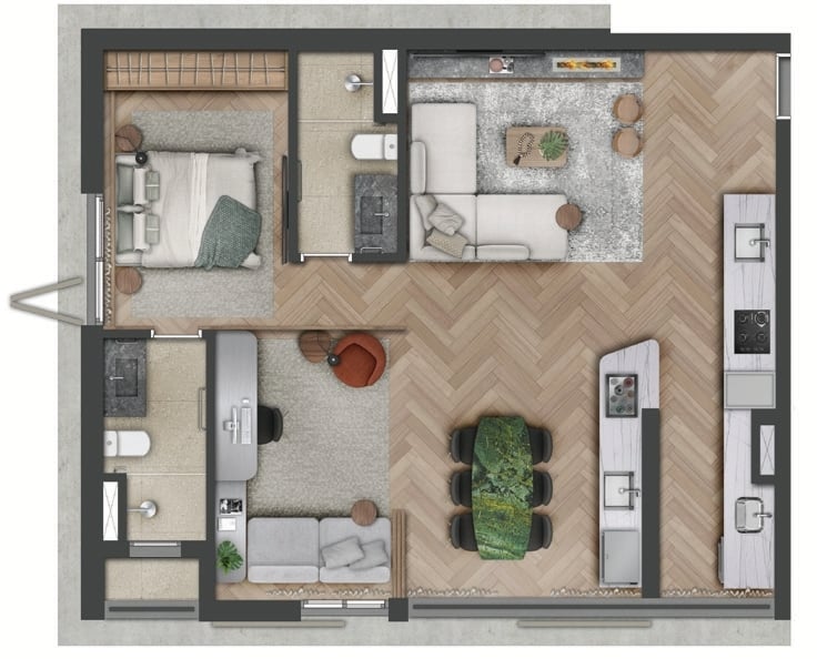 Planta 03 - 2 dorm 75m - opo