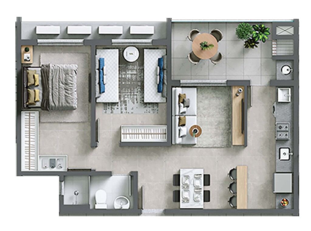 Planta 01 - 2 dorm 58 01m