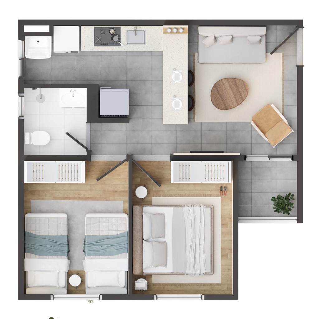 Planta 01 - 2 dorm 42m