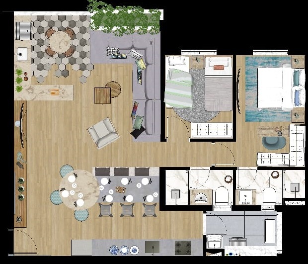 Planta 03 - 3 dorm 75 16m - opo