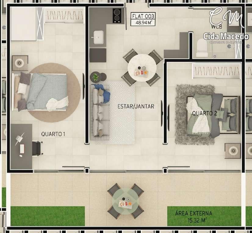 Planta 10 - 2 dorm 64,26m - garden