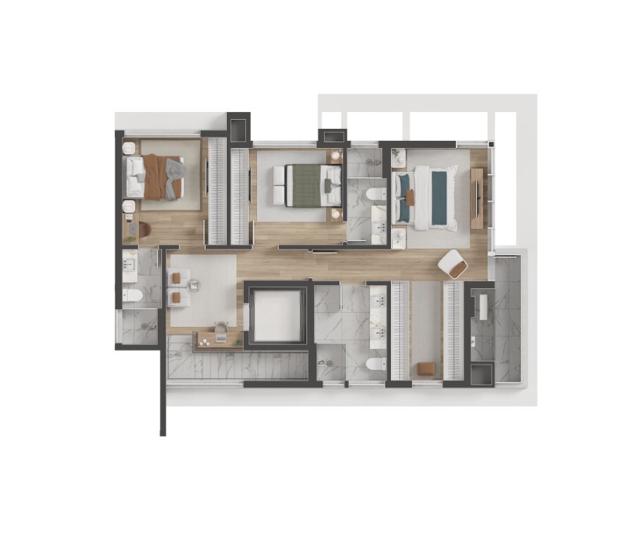 Planta 05 - 3 dorm 299,83m - cobertura duplex - superior