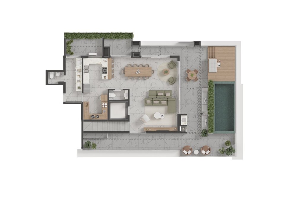 Planta 04 - 3 dorm 299,83m - cobertura duplex - inferior