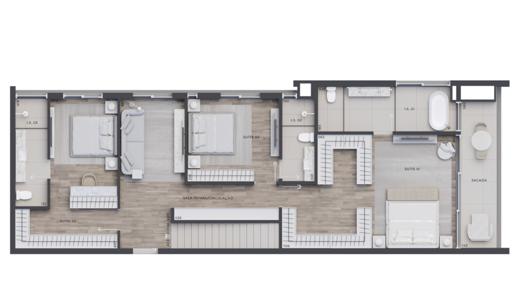 Planta 18 - 3 dorm 267,44m - cobertura duplex - inferior