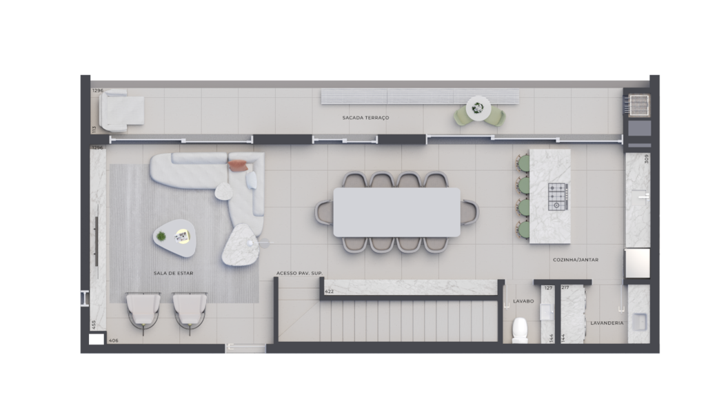 Planta 10 - 3 dorm 183,09m - cobertura duplex - inferior