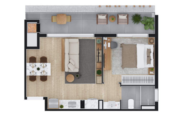 Planta 10 - 1 dorm 52m